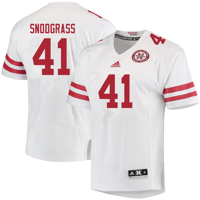 Men #41 Garrett Snodgrass Nebraska Cornhuskers College Football Jerseys Sale-White - Click Image to Close